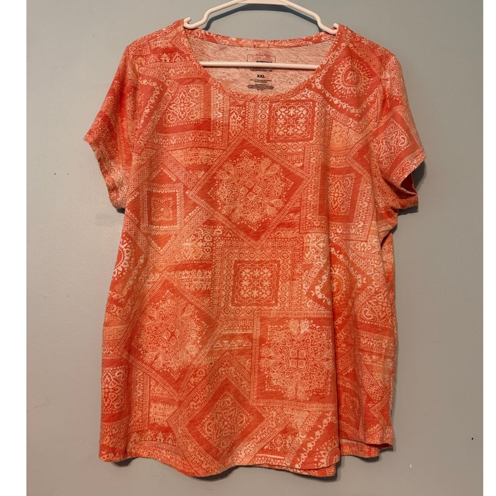 Sonoma Goods For Life Everyday Tee XXL Orange Bandana Print Short Sleeve 2040